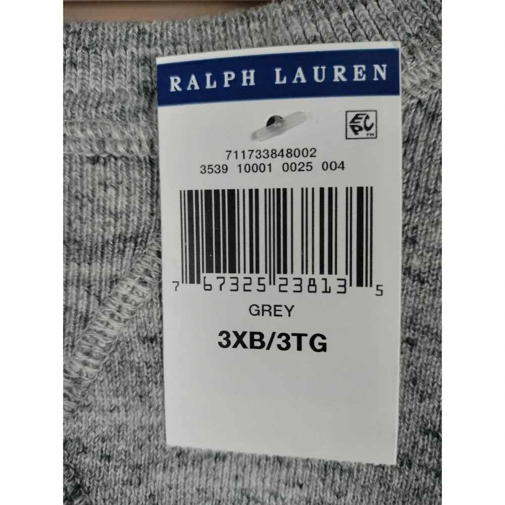 Polo Ralph Lauren Sweater Men 3XB Gray Crewneck Knit Pullover NWT 100% Cotton